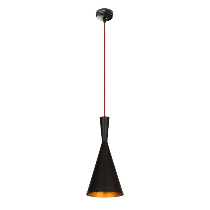 Opviq Lámpara Colgante 3541 Cuerpo de Hierro Negro y Rojo Diámetro 19 cm Altura 140 cm E27 IP20